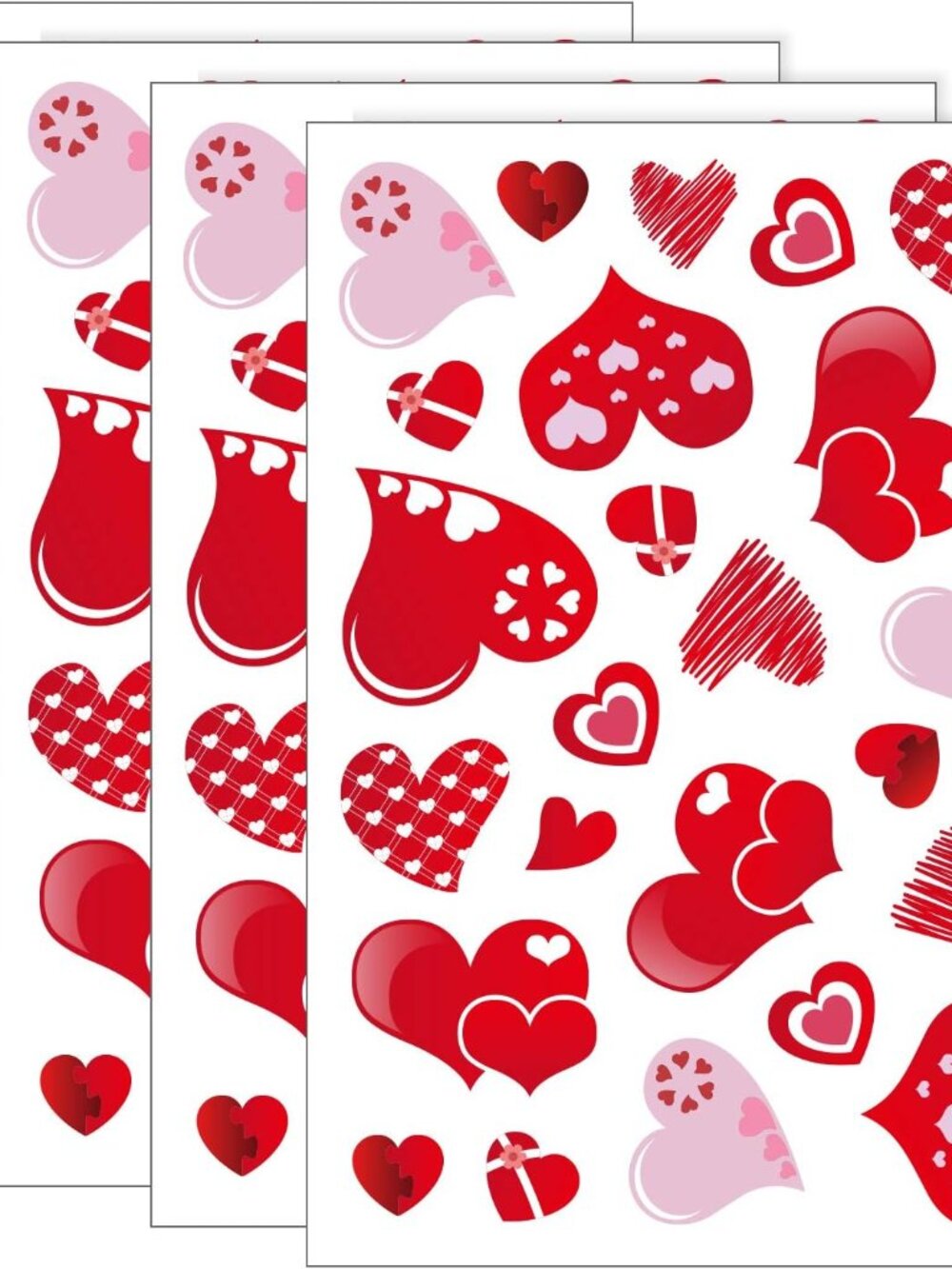 4 Sheets 100Pcs Hearts-Shape Valentine's Day Window Clings for Valentine's Decor